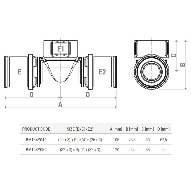Casa si Gradina - Sanitare - Instalatii hidro - Fitinguri - Teu de presare Giacomini RM154Y059, filet interior 1”, pentru teava multistrat diametru 32 mm - Infinity.ro