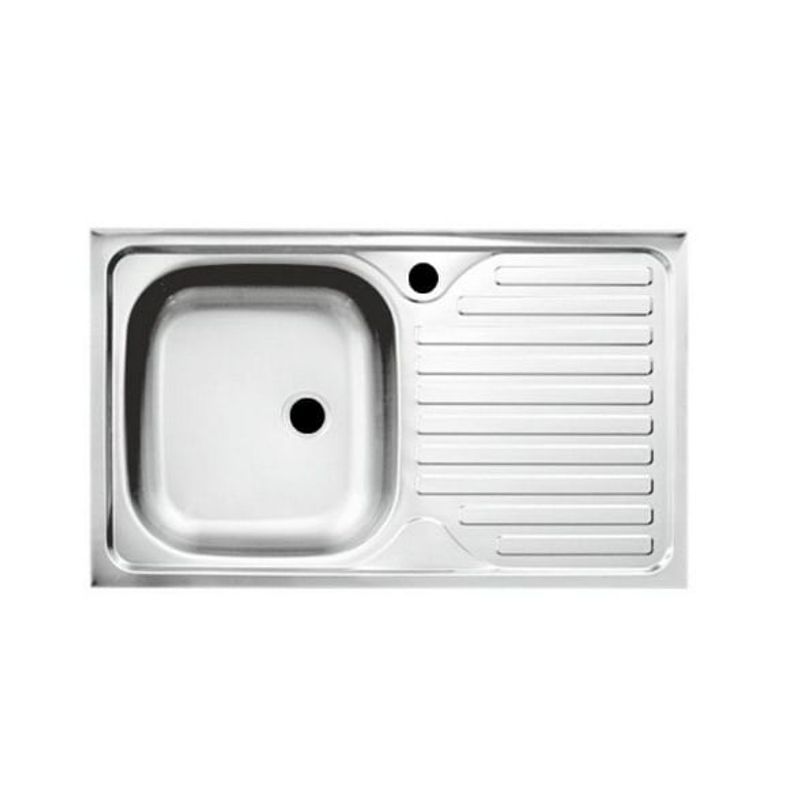 Casa si Gradina - Sanitare - Chiuveta bucatarie si accesorii - Chiuvete bucatarie - Set Masca Chiuveta Cires 80 cm X 50 cm X 80 cm, chiuveta inox cuva stanga, baterie tija lunga si sifon scurgere - Infinity.ro