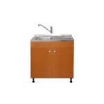Casa si Gradina - Sanitare - Chiuveta bucatarie si accesorii - Chiuvete bucatarie - Set Masca Chiuveta Cires 80 cm X 50 cm X 80 cm, chiuveta inox cuva stanga, baterie tija lunga si sifon scurgere - Infinity.ro