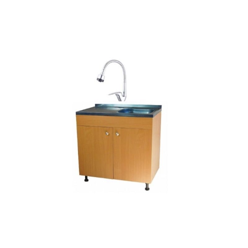Casa si Gradina - Mobilier - Seturi de mobilier - Seturi bucatarie - Set Masca Chiuveta Fag , 80 cm X 50 cm X 80 cm+chiuveta bucatarie cuva dreapta+ baterie lebada flexibila+sifon scurgere - Infinity.ro