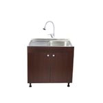 Casa si Gradina - Sanitare - Chiuveta bucatarie si accesorii - Chiuvete bucatarie - Set Masca Chiuveta Wenghe 80 cm X 50 cm X 80 cm, chiuveta inox cuva dreapta, baterie lebada flexibila si sifon scurgere - Infinity.ro