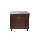 Casa si Gradina - Sanitare - Chiuveta bucatarie si accesorii - Chiuvete bucatarie - Set Masca Chiuveta Wenghe 80 cm X 50 cm X 80 cm, chiuveta inox cuva stanga, baterie inox rotunda si sifon scurgere - Infinity.ro