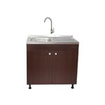 Casa si Gradina - Mobilier - Seturi de mobilier - Seturi bucatarie - Set Masca Chiuveta Wenghe 80 cm X 50 cm X 80 cm, chiuveta inox cuva stanga, baterie inox rotunda si sifon scurgere - Infinity.ro