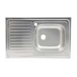 Casa si Gradina - Sanitare - Chiuveta bucatarie si accesorii - Chiuvete bucatarie - Set Masca Chiuveta Cires 80 cm X 50 cm X 80 cm, chiuveta inox cuva dreapta, baterie inox rotunda si sifon scurgere - Infinity.ro