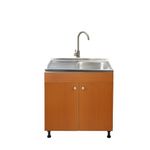 Casa si Gradina - Sanitare - Chiuveta bucatarie si accesorii - Chiuvete bucatarie - Set Masca Chiuveta Cires 80 cm X 50 cm X 80 cm, chiuveta inox cuva dreapta, baterie inox rotunda si sifon scurgere - Infinity.ro