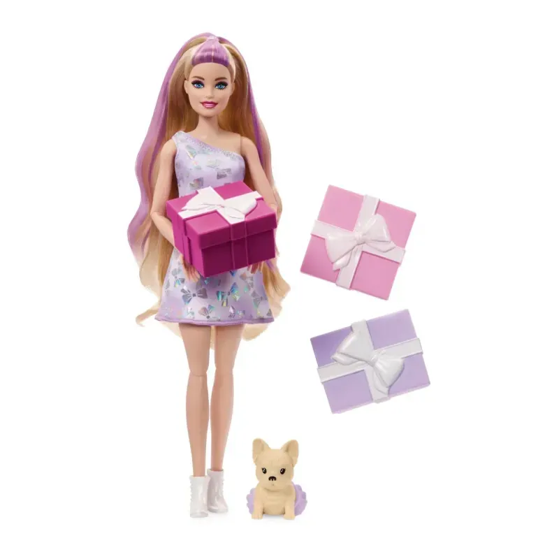 Jucarii, Copii si Bebe - Jucarii si jocuri - Papusi si accesorii - Papusi - Papusa cu accesorii surpriza Barbie, Party Unboxed, Pet Birthday - Infinity.ro