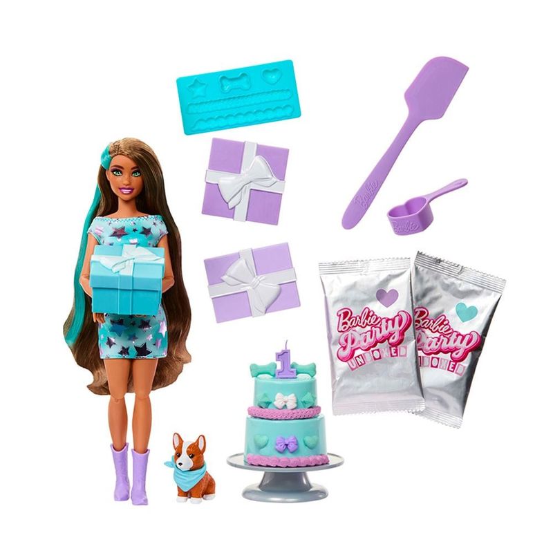 Jucarii, Copii si Bebe - Jucarii si jocuri - Papusi si accesorii - Papusi - Papusa cu accesorii surpriza Barbie, Party Unboxed - Infinity.ro