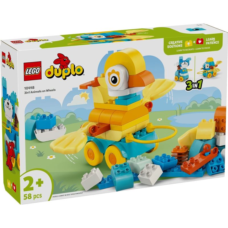 Jucarii, Copii si Bebe - Jucarii si jocuri - Seturi de constructie si cuburi - Seturi de constructie - LEGO DUPLO Animale pe roti 3 in 1, 10448 - Infinity.ro