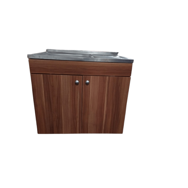 Casa si Gradina - Mobilier - Seturi de mobilier - Seturi bucatarie - Set Masca Chiuveta Prun 80 cm X 50 cm X 80 cm, chiuveta inox cuva dreapta, baterie lebada flexibila si sifon scurgere - Infinity.ro