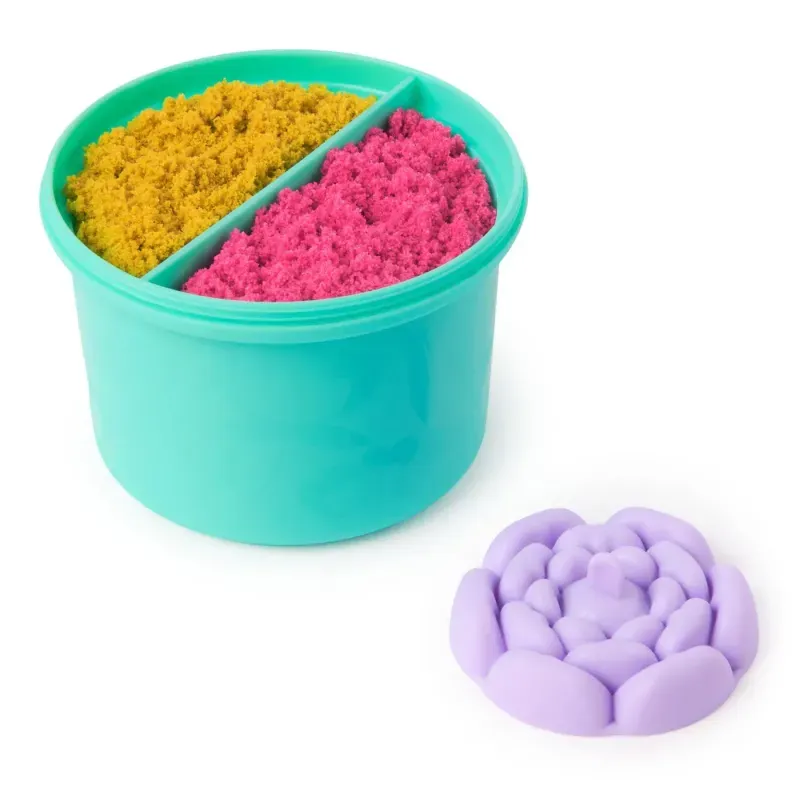 Jucarii, Copii si Bebe - Jucarii si jocuri - Jucarii & jocuri educative - Pasta, lut si nisip modelabil - Set de joaca cu nisip, Kinetic Sand, Floare Squish Blossom - Infinity.ro