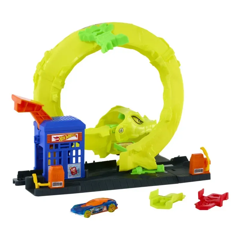Jucarii, Copii si Bebe - Jucarii si jocuri - Vehicule si jucarii cu telecomanda - Masinute - Set de joaca, Hot Wheels City, Snake Spiral Attack - Infinity.ro