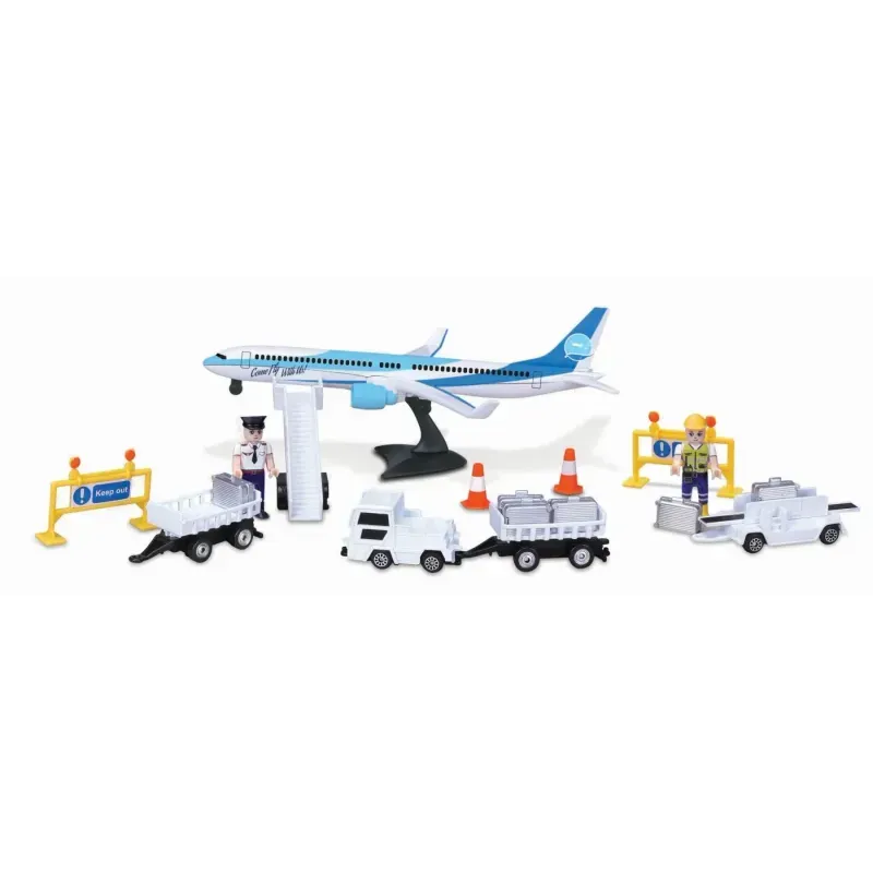Jucarii, Copii si Bebe - Jucarii si jocuri - Vehicule si jucarii cu telecomanda - Elicoptere, avioane si nave de jucarie - Set aeroport avion alb - Infinity.ro