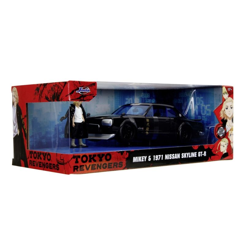 Jucarii, Copii si Bebe - Jucarii si jocuri - Vehicule si jucarii cu telecomanda - Masinute - Set de joaca cu figurina si masina metalica Nissan Skyline GT-R, scara 1:24 cm - Infinity.ro