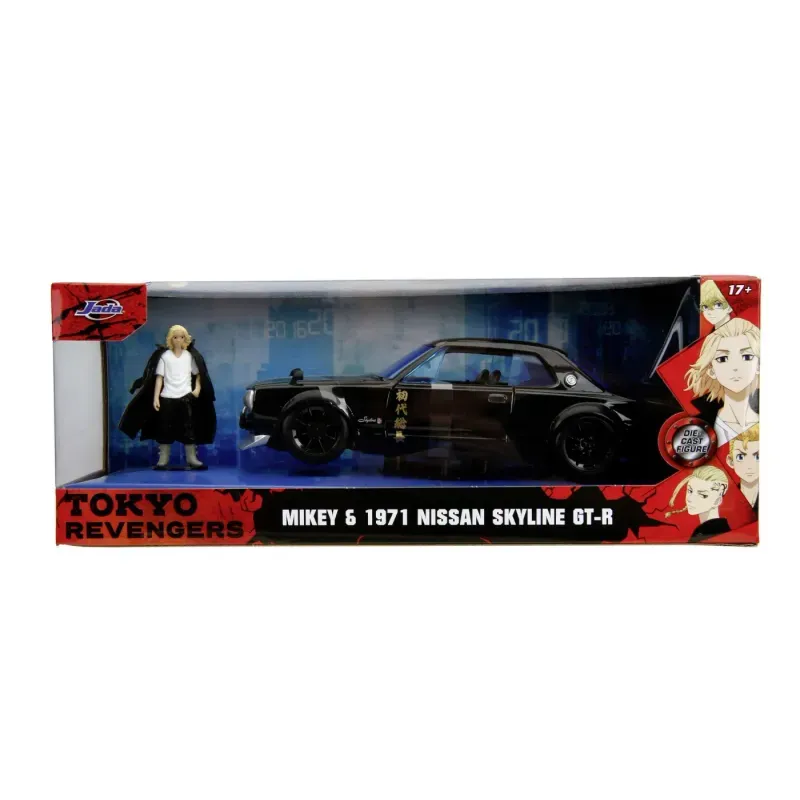 Jucarii, Copii si Bebe - Jucarii si jocuri - Vehicule si jucarii cu telecomanda - Masinute - Set de joaca cu figurina si masina metalica Nissan Skyline GT-R, scara 1:24 cm - Infinity.ro