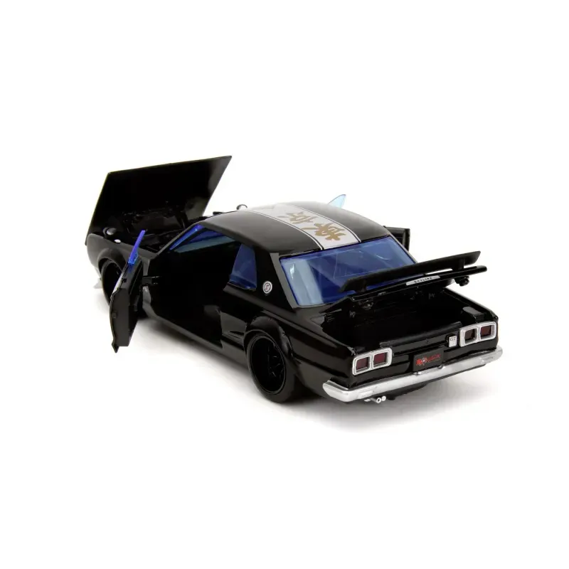 Jucarii, Copii si Bebe - Jucarii si jocuri - Vehicule si jucarii cu telecomanda - Masinute - Set de joaca cu figurina si masina metalica Nissan Skyline GT-R, scara 1:24 cm - Infinity.ro