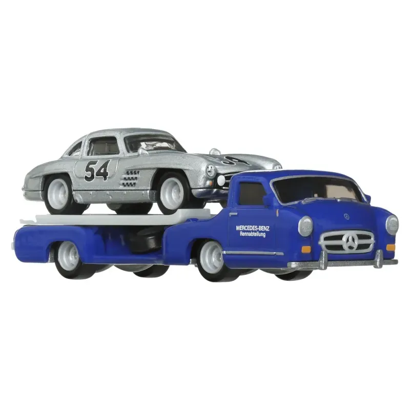 Jucarii, Copii si Bebe - Jucarii si jocuri - Vehicule si jucarii cu telecomanda - Masinute - Transportator cu masinuta Hot Wheels, Mercedes-Benz Blaues Wunder si Mercedes-Benz 300 SL - Infinity.ro