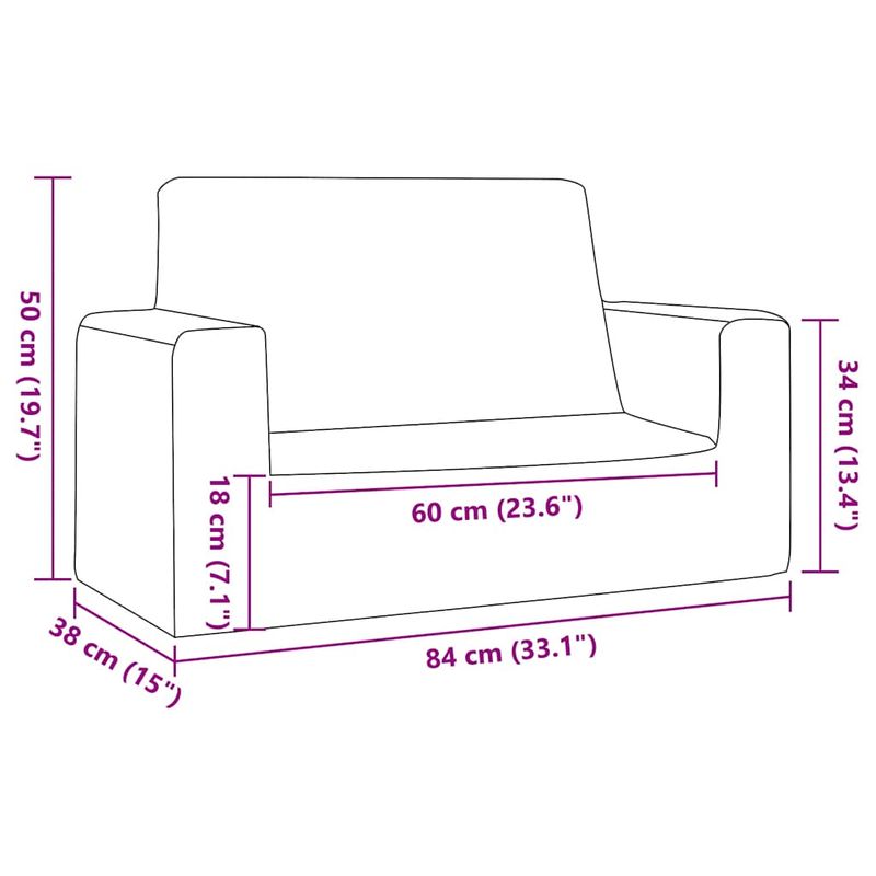Casa si Gradina - Mobilier - Mobilier copii - Mobilier camera copiilor - Canapea pentru copii cu 2 locuri, gri deschis, plus moale - Infinity.ro