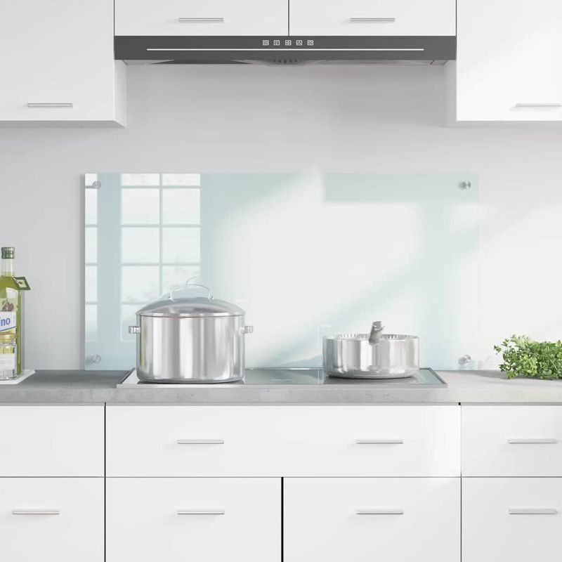 Casa si Gradina - Sanitare - Chiuveta bucatarie si accesorii - Accesorii chiuvete - Spate de bucatarie Alb 100 x 50 x 0.8 cm sticla securizata - Infinity.ro