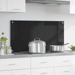 Casa si Gradina - Sanitare - Chiuveta bucatarie si accesorii - Accesorii chiuvete - Spate de bucatarie Negru 100 x 50 x 0.8 cm sticla securizata - Infinity.ro