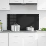 Casa si Gradina - Sanitare - Chiuveta bucatarie si accesorii - Accesorii chiuvete - Spate de bucatarie Negru 100 x 50 x 0.8 cm sticla securizata - Infinity.ro
