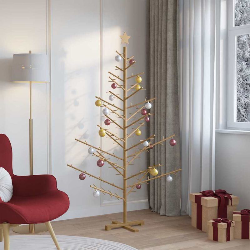 Casa si Gradina - Decoratiuni - Decoratiuni de sezon - Brad de Craciun din lemn Maro 180 cm Lemn masiv de pin - Infinity.ro