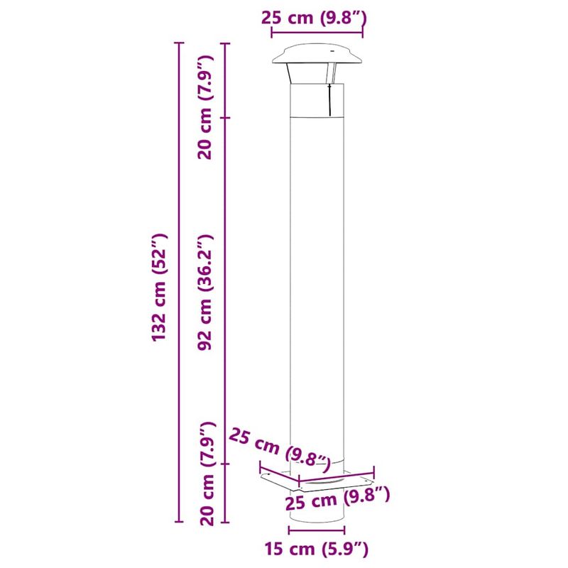 Casa si Gradina - Termice - Sobe, Seminee si accesorii - Accesorii seminee si sobe - Extensie pentru semineu Argintiu 25 x 25 x 132 cm - Infinity.ro