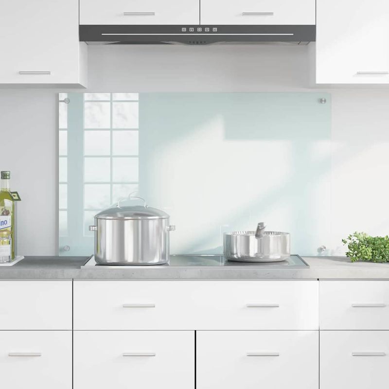 Casa si Gradina - Sanitare - Chiuveta bucatarie si accesorii - Accesorii chiuvete - Spate de bucatarie Alb 100 x 60 x 0.8 cm sticla securizata - Infinity.ro