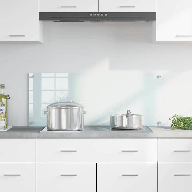 Casa si Gradina - Sanitare - Chiuveta bucatarie si accesorii - Accesorii chiuvete - Spate de bucatarie Alb 100 x 40 x 0.8 cm sticla securizata - Infinity.ro