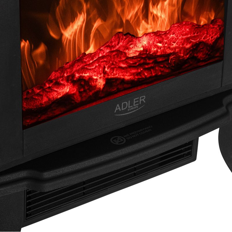 Electronice si Electrocasnice - Climatizare si sisteme de incalzire - Aparate incalzire aer - Seminee electrice - Semineu electric compact Adler AD7754, 1800W, sticla securizata, ceramica, efect flacara 3D, 2 trepte - Infinity.ro