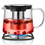 Casa si Gradina - Bucatarie si vesela - Vase pentru gatit - Ceainice si infuzoare - Ceainic sticla cu infuzor inox Koken, 1.5 L, rezistent la temperaturi, compatibil plita/masina spalat vase, transparent - Infinity.ro
