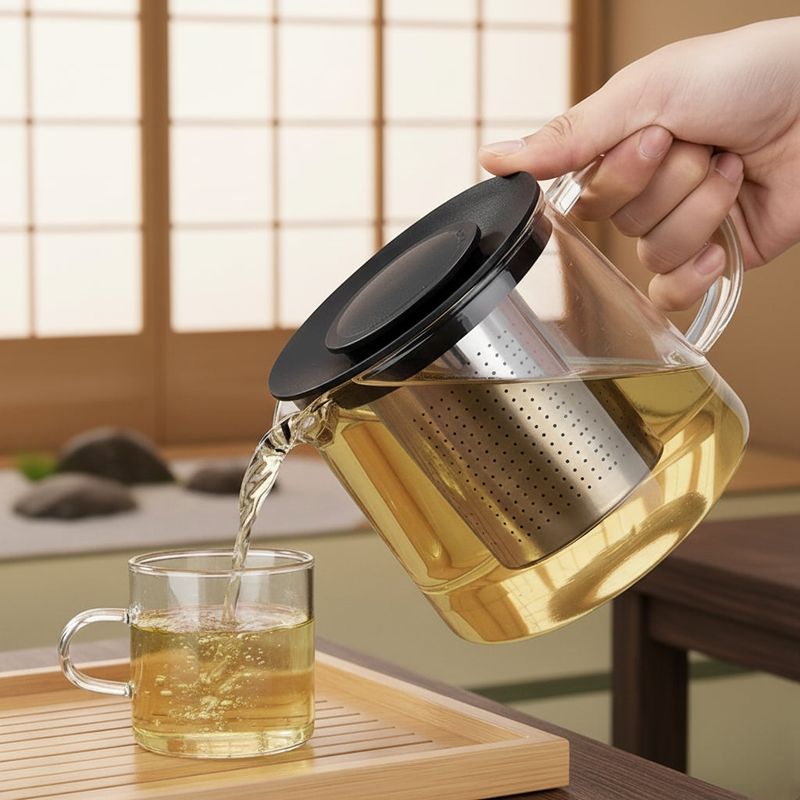 Casa si Gradina - Bucatarie si vesela - Vase pentru gatit - Ceainice si infuzoare - Ceainic sticla cu infuzor inox Koken, 1.5 L, rezistent la temperaturi, compatibil plita/masina spalat vase, transparent - Infinity.ro