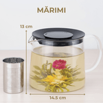 Casa si Gradina - Bucatarie si vesela - Vase pentru gatit - Ceainice si infuzoare - Ceainic sticla cu infuzor inox Koken, 1.5 L, rezistent la temperaturi, compatibil plita/masina spalat vase, transparent - Infinity.ro