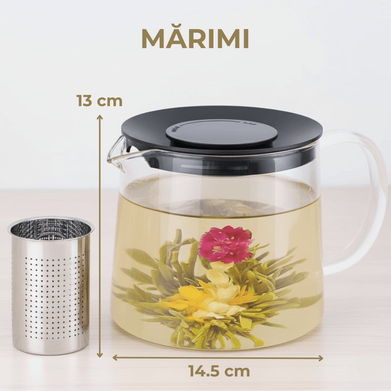 Casa si Gradina - Bucatarie si vesela - Vase pentru gatit - Ceainice si infuzoare - Ceainic sticla cu infuzor inox Koken, 1.5 L, rezistent la temperaturi, compatibil plita/masina spalat vase, transparent - Infinity.ro
