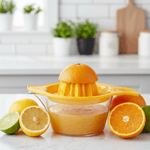 Casa si Gradina - Bucatarie si vesela - Ustensile bucatarie - Prese si storcatoare manuale - Storcator manual de citrice Koken, Plastic fara BPA, Presa robusta de citrice pentru sucuri, Vas Colector, Sita, Gri - Infinity.ro