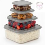 Casa si Gradina - Bucatarie si vesela - Organizare si depozitare bucatarie - Cutii alimentare - Set 4 recipient de depozitare alimente Koken, capac etans, plastic fara BPA, rezistent la rece, 0.2/0.53/1.1/2.2 L, Gri - Infinity.ro