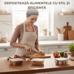 Casa si Gradina - Bucatarie si vesela - Organizare si depozitare bucatarie - Cutii alimentare - Set 4 recipient de depozitare alimente Koken, capac etans, plastic fara BPA, rezistent la rece, 0.2/0.53/1.1/2.2 L, Gri - Infinity.ro