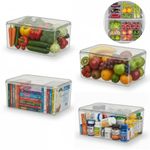 Casa si Gradina - Bucatarie si vesela - Organizare si depozitare bucatarie - Cutii alimentare - Set 4 cutii depozitare alimente cu capac Koken, organizator bucatarie, 23.5x13x11 cm, plastic transparent fara BPA - Infinity.ro