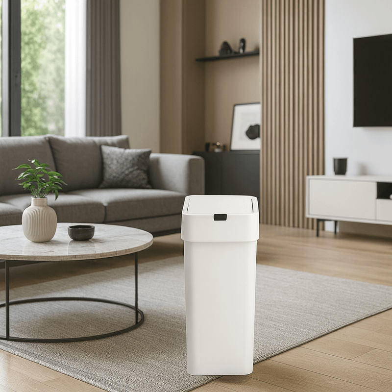 Casa si Gradina - Mobilier - Organizare si depozitare - Cosuri de gunoi - Cos de gunoi cu senzor de miscare 9 L Koken, Automat, anti-miros, silentios, Rezistent la apa IPX5, 21.8x13x31.5 cm, Alb - Infinity.ro