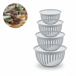 Casa si Gradina - Bucatarie si vesela - Vesela si tacamuri - Farfurii si boluri - Set 4 boluri din plastic durabil Koken pentru salate, fructe si mancare gatita,0.45 /1.6 /3.6 /5.6 L, fara BPA, Silver - Infinity.ro