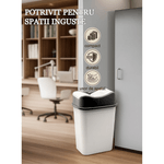 Casa si Gradina - Mobilier - Organizare si depozitare - Cosuri de gunoi - Cos de gunoi 22 L, capac rabatabil Koken, cos gunoi bucatarie, baie, birou, compact, 31.5×23×43.5 cm, Plastic, Gri-Negru - Infinity.ro