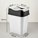 Casa si Gradina - Mobilier - Organizare si depozitare - Cosuri de gunoi - Cos de gunoi 22 L, capac rabatabil Koken, cos gunoi bucatarie, baie, birou, compact, 31.5×23×43.5 cm, Plastic, Gri-Negru - Infinity.ro