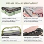 Casa si Gradina - Bucatarie si vesela - Organizare si depozitare bucatarie - Cutii alimentare - Caserola copii scoala cu 5 compartimente Koken, Cutie pentru pranz, volum 1L, Lunchbox cu tacamuri, 25x30cm, Verde - Infinity.ro