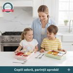 Casa si Gradina - Bucatarie si vesela - Organizare si depozitare bucatarie - Cutii alimentare - Caserola copii scoala cu 5 compartimente Koken, Cutie pentru pranz, volum 1L, Lunchbox cu tacamuri, 25x30cm, Verde - Infinity.ro