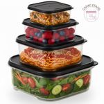 Casa si Gradina - Bucatarie si vesela - Organizare si depozitare bucatarie - Cutii alimentare - Set 4 recipient de depozitare alimente Koken, etanse, plastic fara BPA, rezistente la rece, 0.2/0.53/1.1/2.2 L, Negru - Infinity.ro