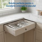 Casa si Gradina - Bucatarie si vesela - Organizare si depozitare bucatarie - Suporturi tacamuri si vase - Organizator tacamuri si ustensile de bucatarie 6 compartimente Koken, suport cutite 38.5x29x5cm, Plastic/Transparent - Infinity.ro