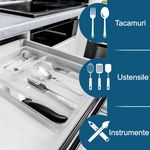 Casa si Gradina - Bucatarie si vesela - Organizare si depozitare bucatarie - Suporturi tacamuri si vase - Organizator tacamuri si ustensile de bucatarie 6 compartimente Koken, suport cutite 38.5x29x5cm, Plastic/Transparent - Infinity.ro
