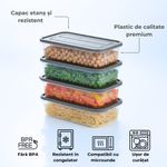 Casa si Gradina - Bucatarie si vesela - Organizare si depozitare bucatarie - Cutii alimentare - Set 4 recipient de depozitare alimente Koken, etanse, plastic fara BPA, rezistente la rece, 0.2/0.53/1.1/2.2 L, Alb - Infinity.ro