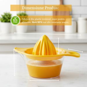 Storcator manual de citrice Koken, Plastic fara BPA, Presa robusta de citrice pentru sucuri, Vas Colector, Sita, Alb