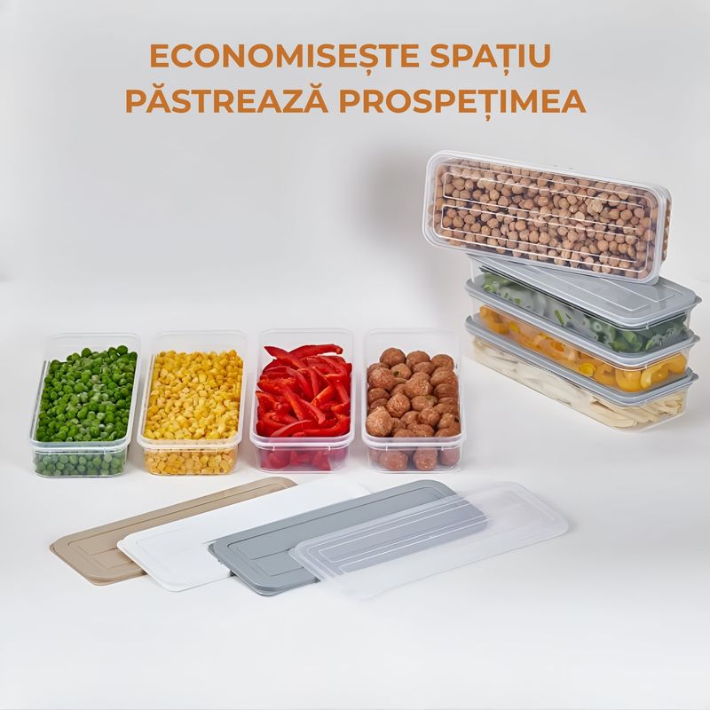 Casa si Gradina - Bucatarie si vesela - Organizare si depozitare bucatarie - Cutii alimentare - Recipient de depozitare alimente Koken, organizare frigider/congelator, capac etans, plastic fara BPA, 1.18 L, Gri - Infinity.ro