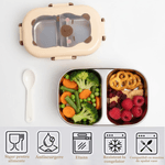 Casa si Gradina - Bucatarie si vesela - Organizare si depozitare bucatarie - Cutii alimentare - Cutie pentru pranz Koken, Lunch box, Caserola copii scoala cu 2 Compartimente, 22x15,5x7,5 cm, Lingura inclusa, Roz - Infinity.ro